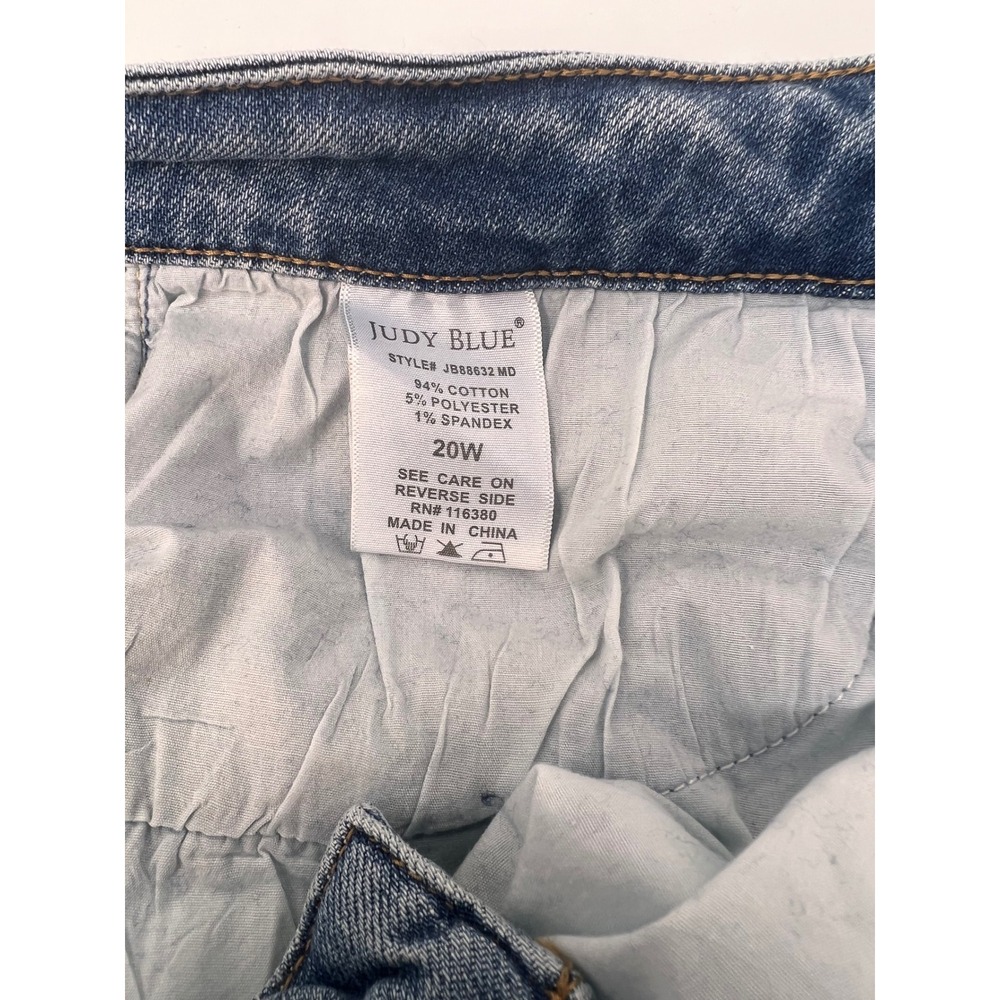 Judy Blue Bootcut Jeans 20W Blue Distressed Denim Plus Hem Detail Boho - Picture 7 of 8